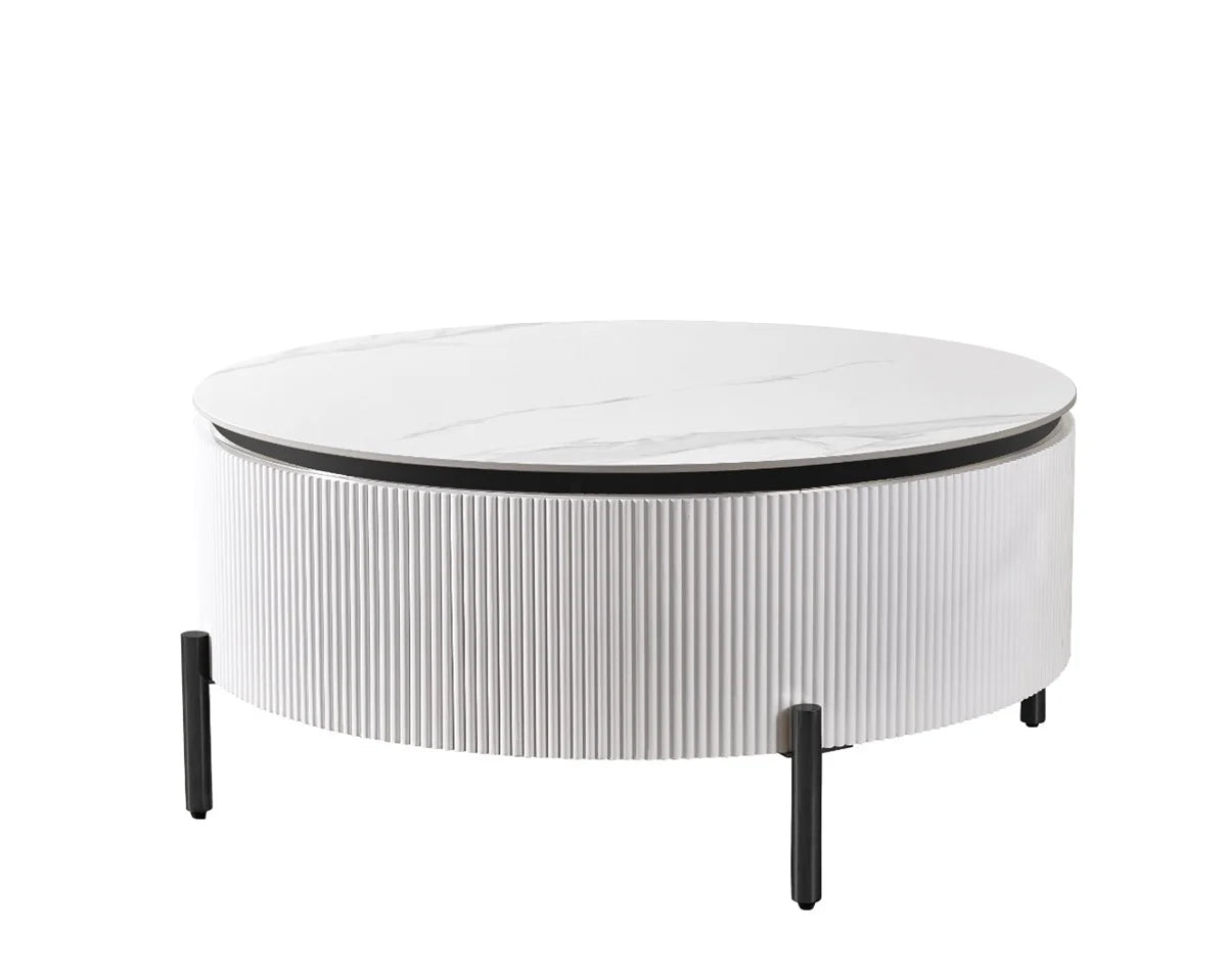 SALONTAFEL AQUA WHITE BLACK 100 Ø WHITE CERAMIC