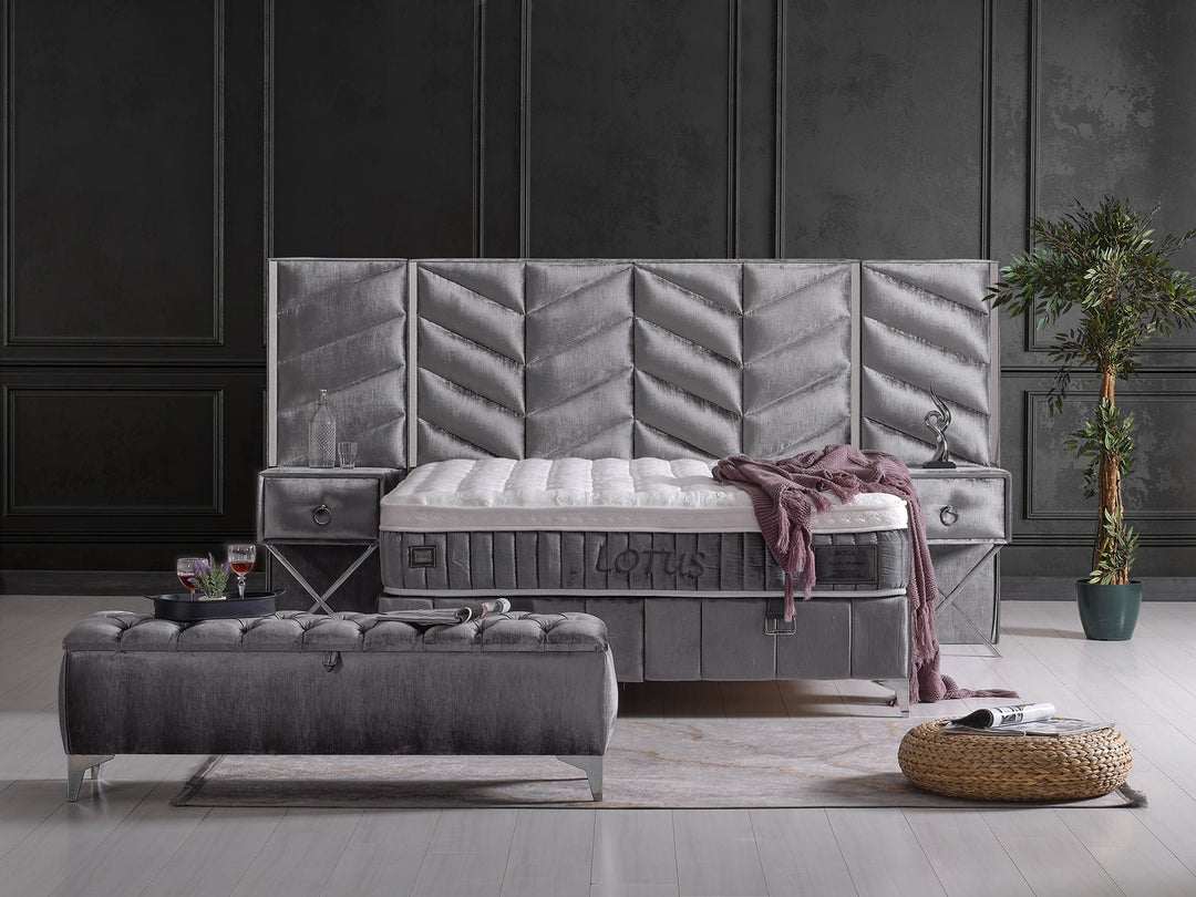 Lotus bedset incl. 2x nachtkast + bench - Wow Home 160x200