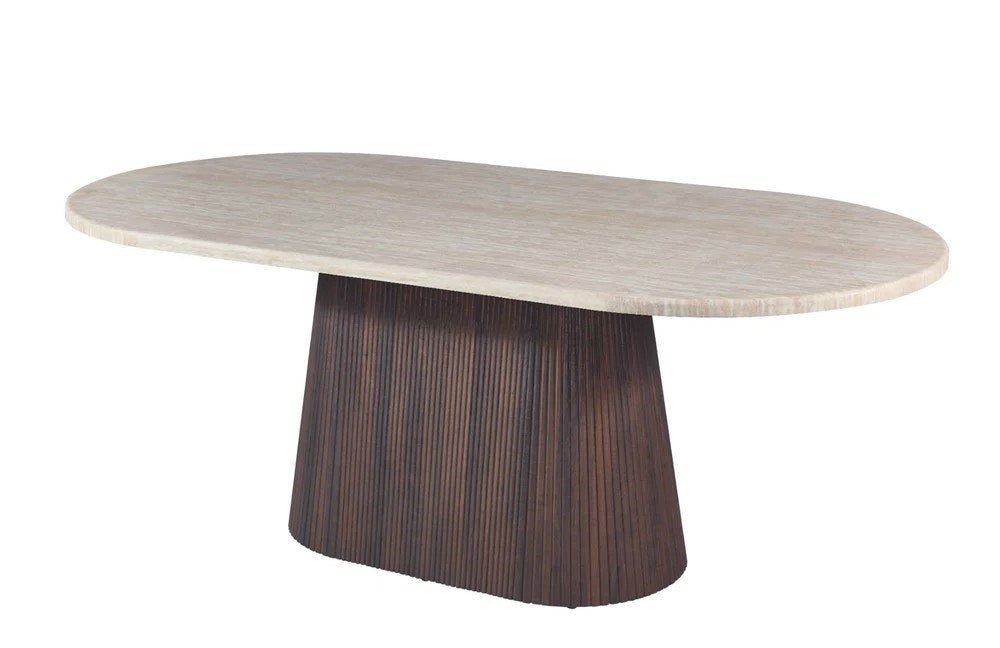 KIMBERLY BROWN OVAL 200X90X75 FLINTSTONE MARBLE TOP - Wow Home 160X90X75