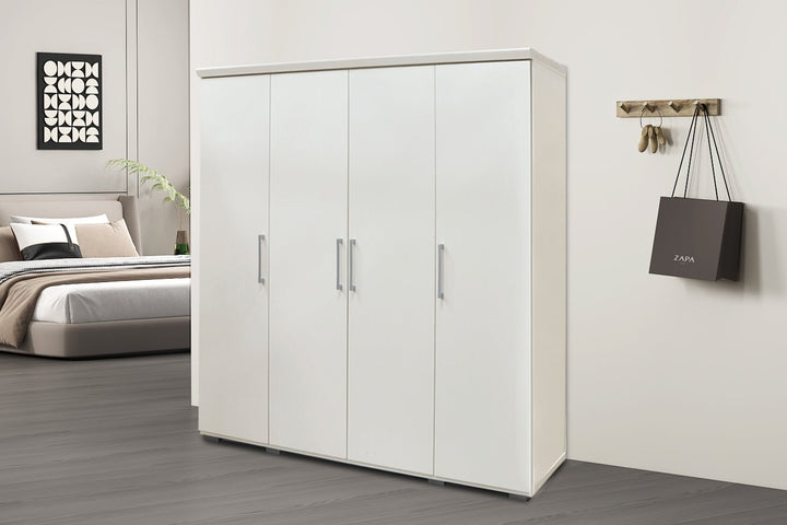 KLEDINGKAST MIKE 4 DEUREN WIT - Wow Home 80x183 cm