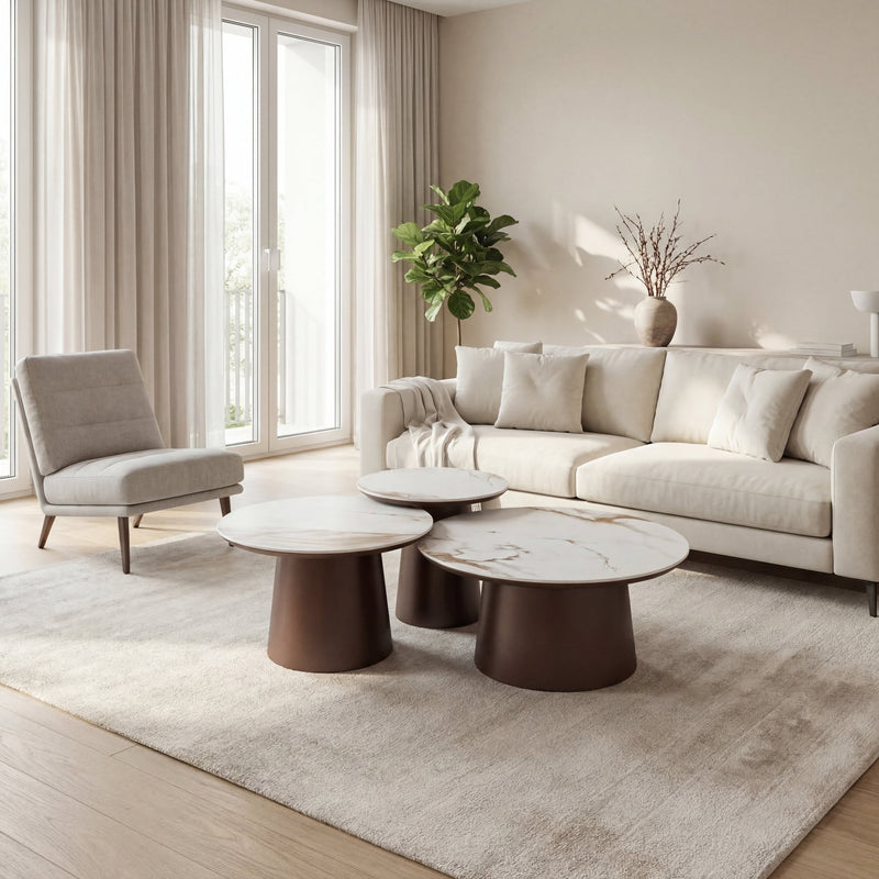 Isabella Brown Salontafels Rond - Wow Home