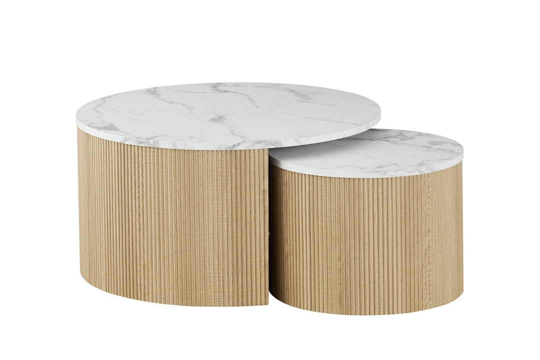 SALONTAFEL ROWAN ROND - Wow Home Beige 80Ø & 50Ø