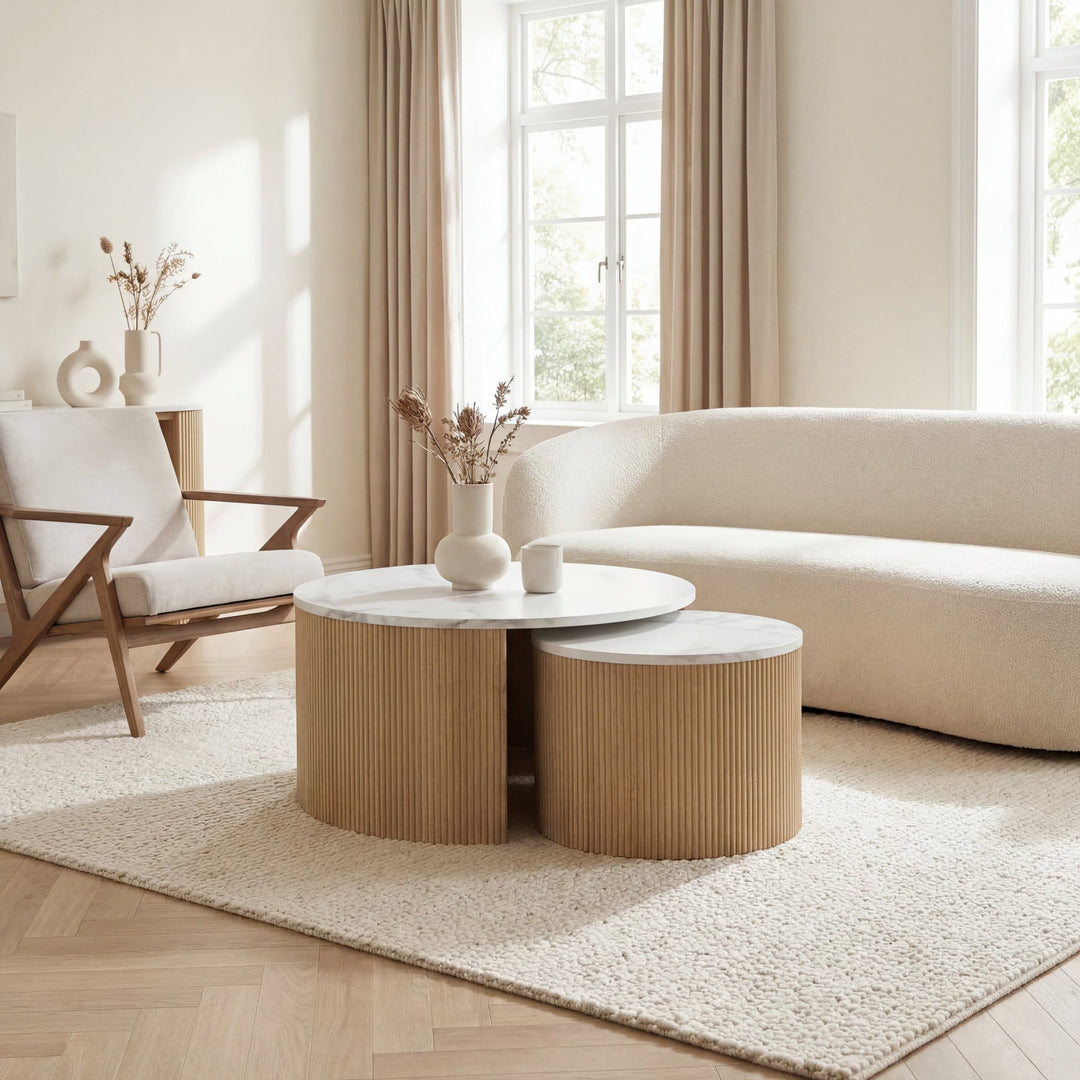 SALONTAFEL ROWAN ROND - Wow Home Beige 80Ø & 50Ø