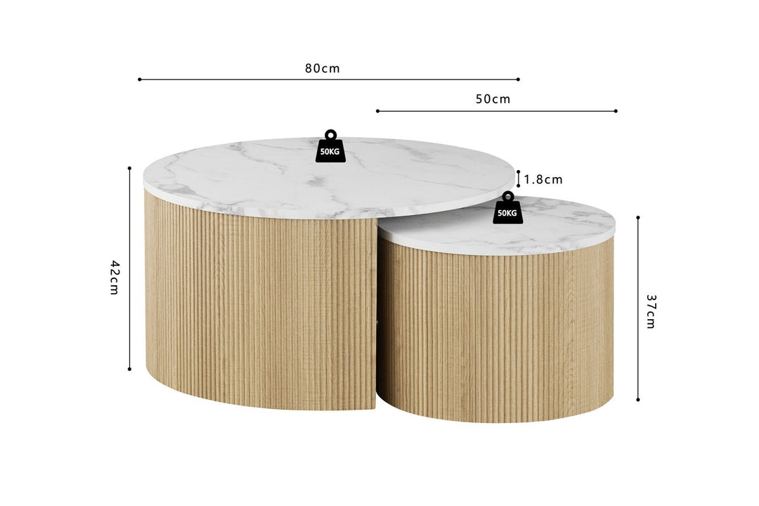 SALONTAFEL ROWAN ROND - Wow Home Beige 80Ø & 50Ø