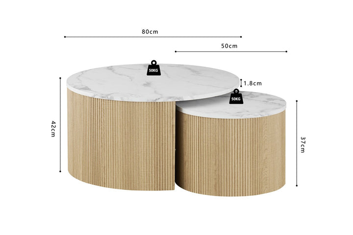 SALONTAFEL ROWAN ROND - Wow Home Beige 80Ø & 50Ø