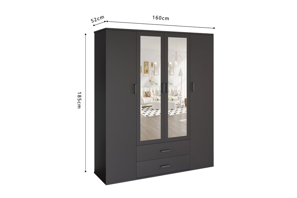 KLEDINGKAST MARC DONKERGRIJS - Wow Home Donkergrijs 80x185 cm