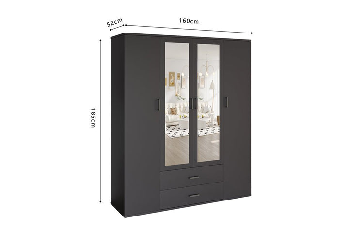 KLEDINGKAST MARC DONKERGRIJS - Wow Home Donkergrijs 80x185 cm