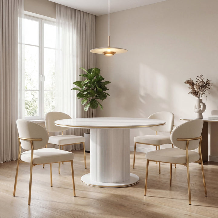 EETTAFEL AQUA WHITE CERAMIC - Wow Home Goud 130Ø