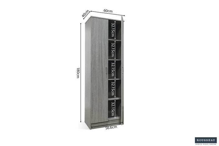 OPBERGKAST RAY 2 DEUREN - Wow Home Grijs 60x180 cm