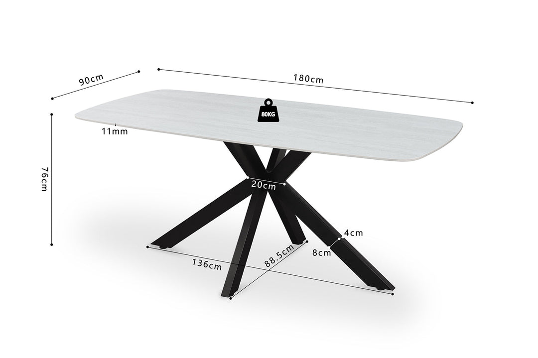 EETTAFEL APOLLO - Wow Home LichtGrijs 180X90X76
