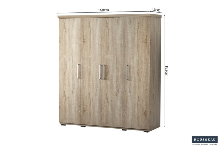 KLEDINGKAST MIKE 2 - 4 DEUREN SONOMA - Wow Home sonoma 160x183 cm