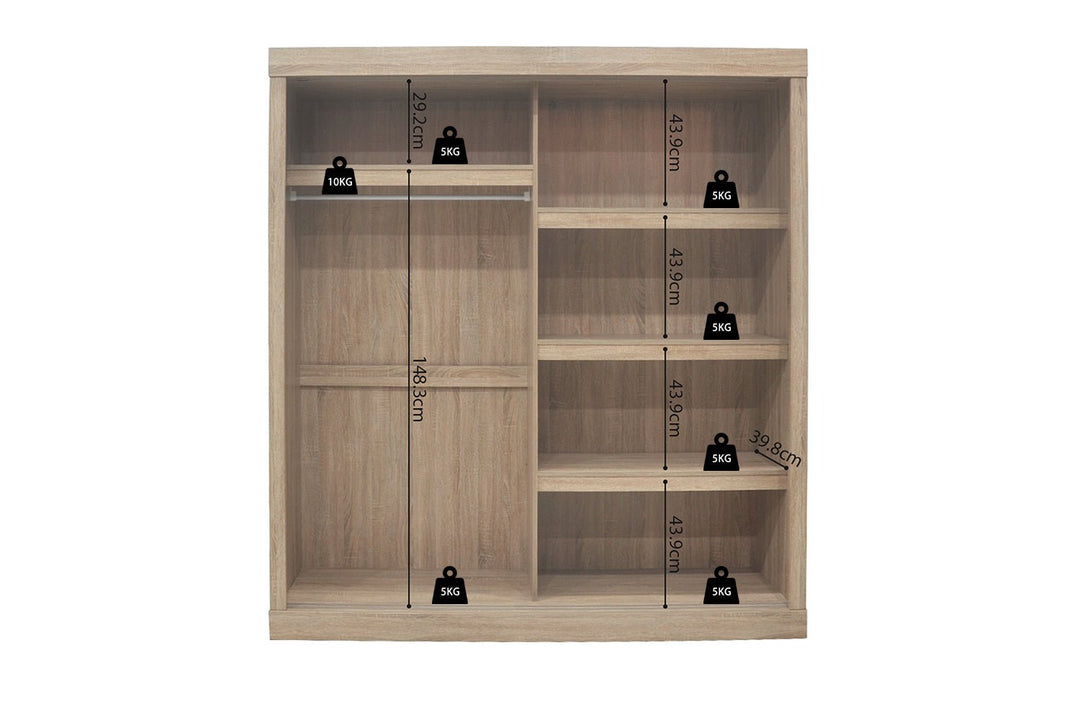 KLEDINGKAST MIKE SCHIJFDEUREN SONOMA - Wow Home sonoma 182.5x197.2 cm