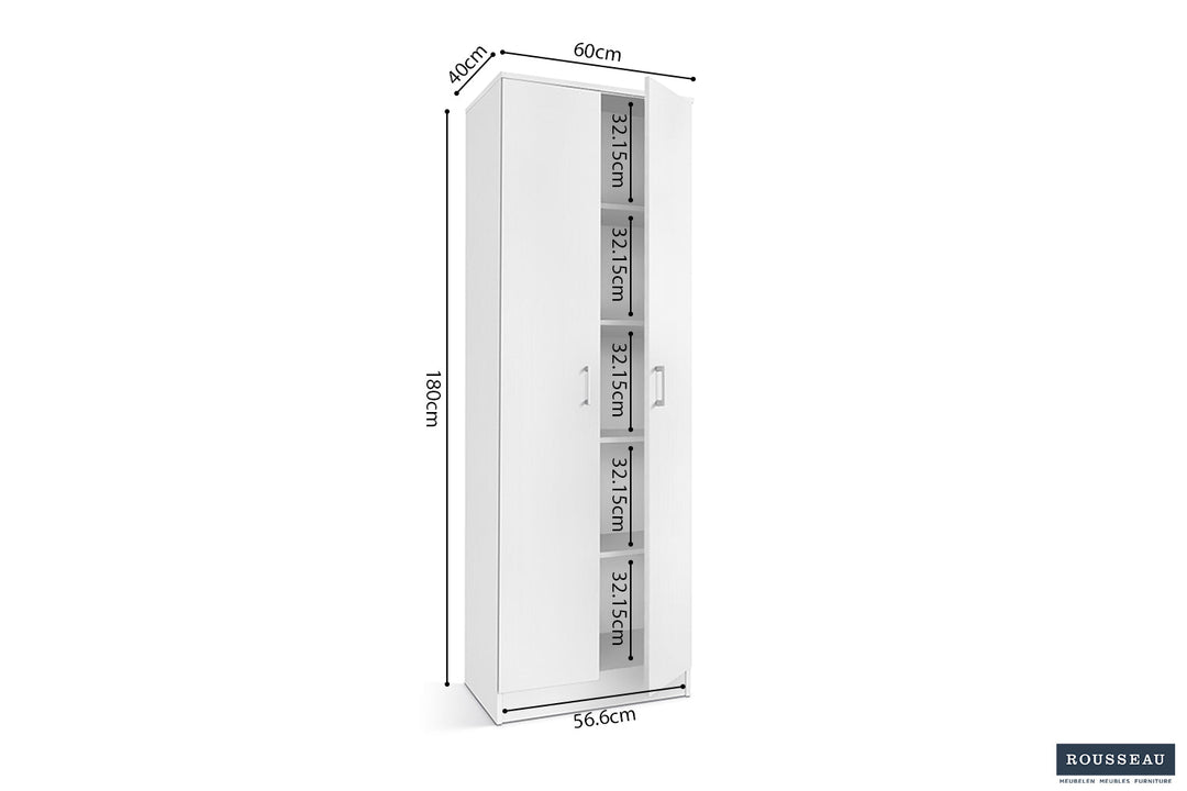 OPBERGKAST RAY 2 DEUREN - Wow Home Wit 60x180 cm