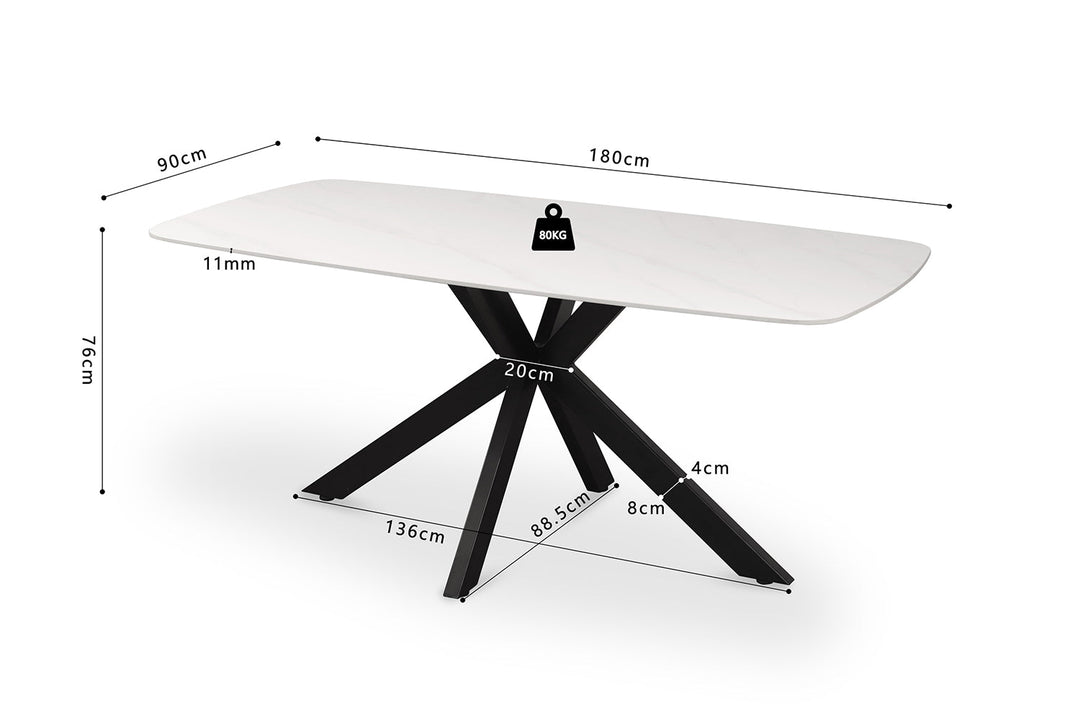 EETTAFEL APOLLO - Wow Home Wit 180X90X76